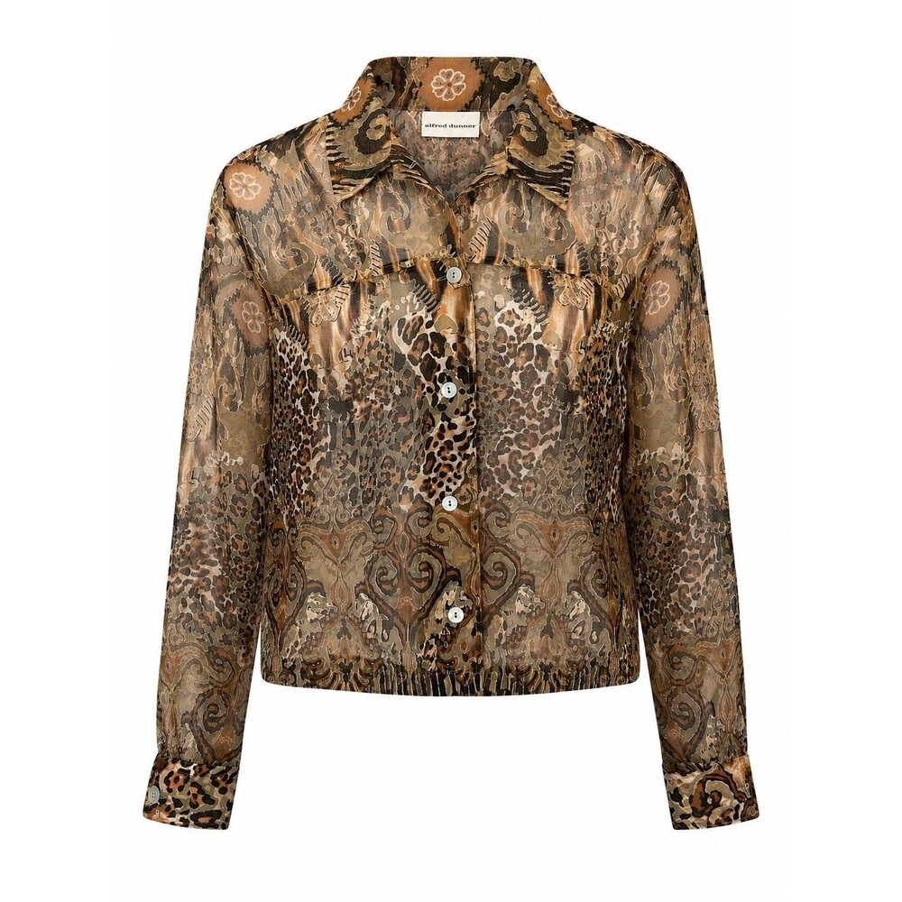 Women’s Sz. 14 Alfred Dunner Semi-Sheer Button-Down Animal Print Blouse Shirt